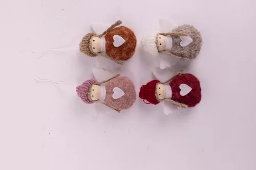 TEXTIL AKASZTÓS ANGYAL, SZÍVVEL