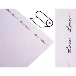 MŰANYAG CSOMAGOLÓ, TEKERCSES, LOVE FELIRATTAL, LILA