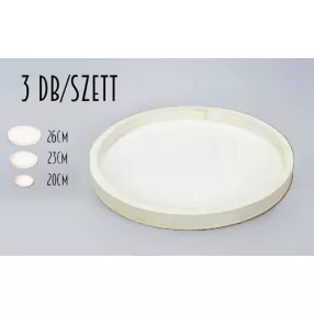 FA TÁLCA, KEREK, SZETTBEN, 3 DARABOS, FEHÉR