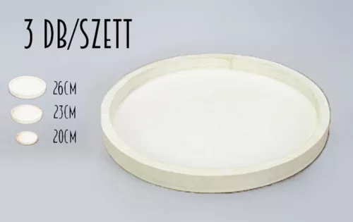 FA TÁLCA, KEREK, SZETTBEN, 3 DARABOS, FEHÉR