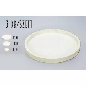 FA TÁLCA, KEREK, SZETTBEN, 3 DARABOS, FEHÉR