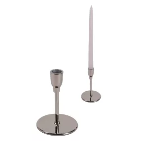 ALUMÍNIUM GYERTYATARTÓ, TALPAS, KÓNUSZ, FÉNYES EZÜST