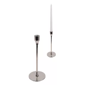 ALUMÍNIUM GYERTYATARTÓ, TALPAS, KÓNUSZ, FÉNYES EZÜST