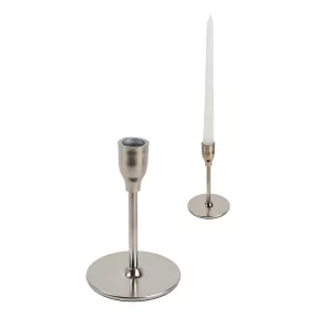 ALUMÍNIUM GYERTYATARTÓ, TALPAS, KÓNUSZ, MATT EZÜST