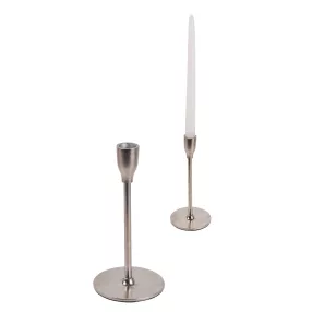 ALUMÍNIUM GYERTYATARTÓ, TALPAS, KÓNUSZ, MATT EZÜST