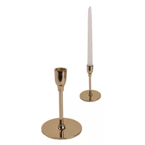 ALUMÍNIUM GYERTYATARTÓ, TALPAS, KÓNUSZ, ANTIK ARANY