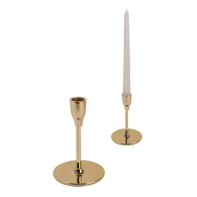 ALUMÍNIUM GYERTYATARTÓ, TALPAS, KÓNUSZ, FÉNYES ARANY