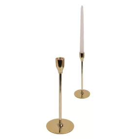 ALUMÍNIUM GYERTYATARTÓ, TALPAS, KÓNUSZ, FÉNYES ARANY