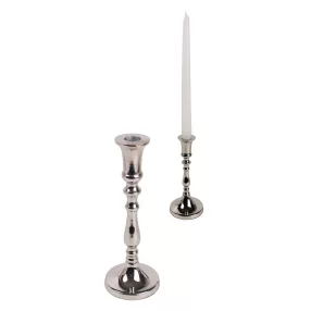 ALUMÍNIUM GYERTYATARTÓ, TALPAS, KLASSZIKUS, FÉNYES EZÜST