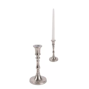 ALUMÍNIUM GYERTYATARTÓ, TALPAS, KLASSZIKUS, MATT EZÜST