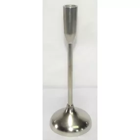   ALUMÍNIUM GYERTYATARTÓ, TALPAS, KÓNUSZ, KALAPÁLT, MATT EZÜST