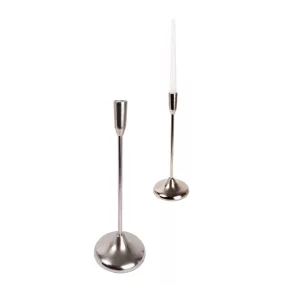 ALUMÍNIUM GYERTYATARTÓ, TALPAS, KÓNUSZ, MATT EZÜST