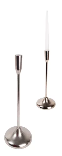 ALUMÍNIUM GYERTYATARTÓ, TALPAS, KÓNUSZ, MATT EZÜST