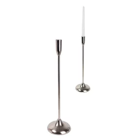 ALUMÍNIUM GYERTYATARTÓ, TALPAS, KÓNUSZ, MATT EZÜST