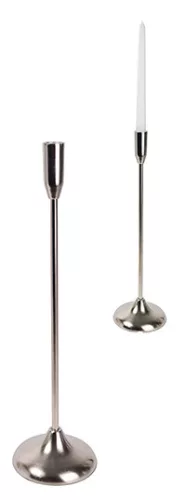 ALUMÍNIUM GYERTYATARTÓ, TALPAS, KÓNUSZ, MATT EZÜST