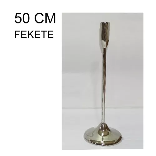 ALUMIÍNIUM GYERTYATARTÓ, TALPAS, KÓNUSZ, MATT FEKETE