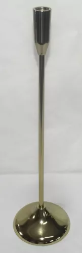 ALUMÍNIUM GYERTYATARTÓ, TALPAS, KÓNUSZ, ANTIK ARANY