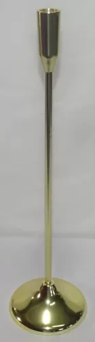 ALUMÍNIUM GYERTYATARTÓ, TALPAS, KÓNUSZ, FÉNYESARANY