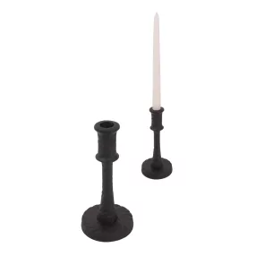 KOVÁCSOLT VAS GYERTYATARTÓ, KÓNUSZ, MATT FEKETE