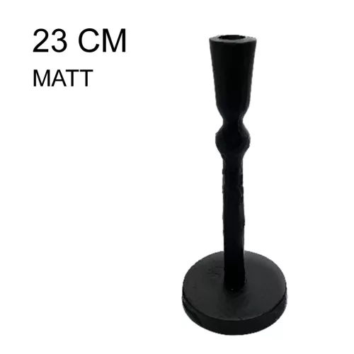 KOVÁCSOLT VAS GYERTYATARTÓ, KEHELY, MATT FEKETE