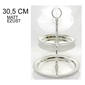 FÉM KÍNÁLÓ, 2 EMELETES, MATT EZÜST