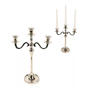 ALUMÍNIUM GYERTYATARTÓ, 3 ÁGU, FÉNYES EZÜST