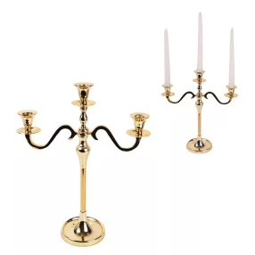 ALUMÍNIUM GYERTYATARTÓ, 3 ÁGU, FÉNYES ARANY