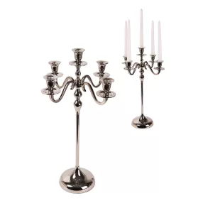 ALUMÍNIUM GYERTYATARTÓ, 3 ÁGU, FÉNYES EZÜST