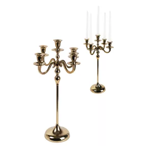 ALUMÍNIUM GYERTYATARTÓ, 3 ÁGU, ANTIK ARANY