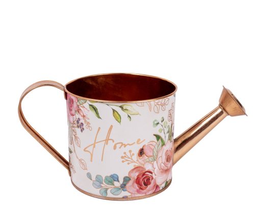 BÁDOG ÖNTÖZŐ KANNA, RÓZSA MINTÁS, METÁL, ROSEGOLD