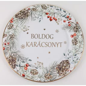 BÁD.TÁLCA KÖR TOBOZ FEHÉR33