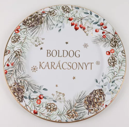 BÁD.TÁLCA KÖR TOBOZ FEHÉR33