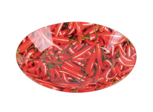 ÜVEG TÁL MÉLY, OVÁLIS, CHILI PAPRIKÁS, PIROS