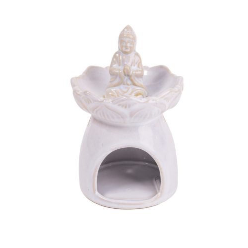 KERÁMIA OLAJMÉCSES, BUDDHA, FEHÉR