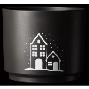 KERÁMIA KASPÓ, OSLO WINTER, FEKETE ,HAVAS HÁZAK