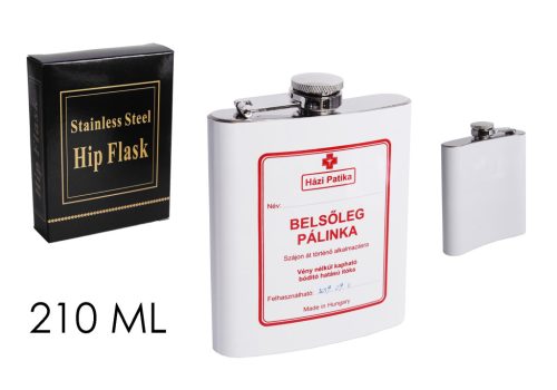 LAPOSÜVEG, ROZSDAMENTES ACÉL, HÁZI PATIKA FELIRAT, FEHÉR