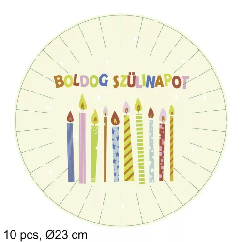 PAP.TÁNYÉR*10 HB SÁRGA 23CM