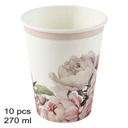 PAP.POHÁR*10 RÓ.VIRÁG 270ML
