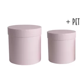   PAPÍRDOBOZ SZETT MŰANYAG BETÉTTEL, 2 DARABOS, KEREK ALAKÚ, VINTAGE PINK