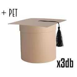   PAPÍRDOBOZ SZETT, MŰANYAG BETÉTTEL,3 DARABOS, KEREK ALAKÚ, BALLAGÓS SAPKA, KRAFT