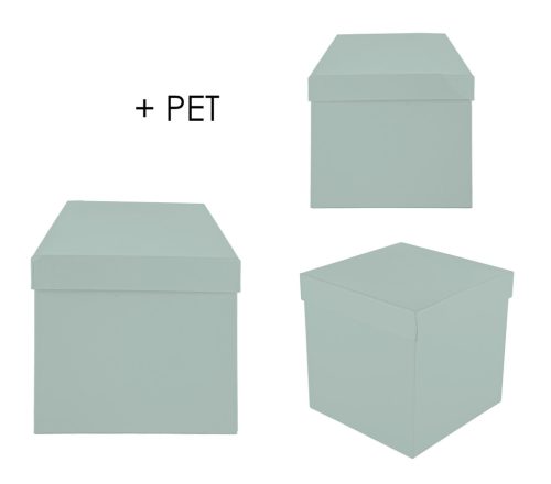 PAPÍRDOBOZ SZETT MŰANYAG BETÉTTEL, 3 DARABOS, KOCKA ALAKÚ, MISTIC GREY