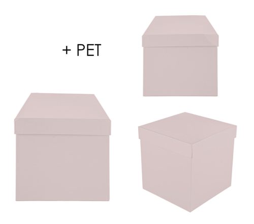 PAPÍRDOBOZ SZETT MŰANYAG BETÉTTEL, 3 DARABOS, KOCKA ALAKÚ, MISTIC PINK