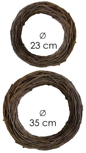 KOSZORÚ, SZŐLŐVESSZŐ RATTAN, SZETTBEN, 2 DARABOS, BARNA
