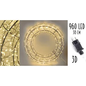 VILÁGÍTÓ DRÓT KOSZORÚ, 3D, 960 LEDDEL