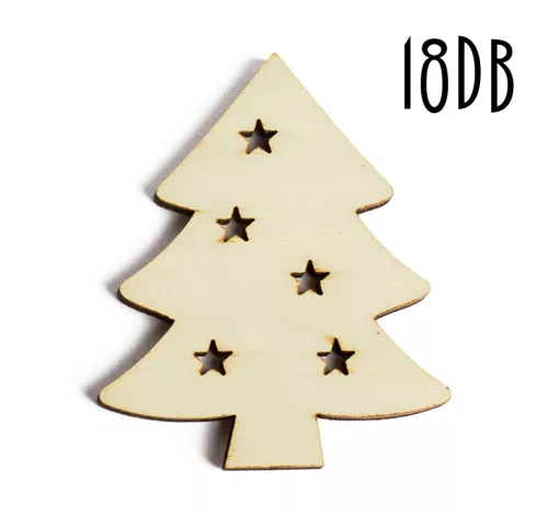 DEKOR FA FENYŐFA SZETT CSILLAGOS, 18 DARABOS. NATÚR