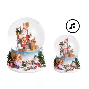   POLIREZIN HAVAZÓ GÖMB, MIKULÁS ÁLLATOKKAL KÖRÜLVÉVE, ZENÉLŐ