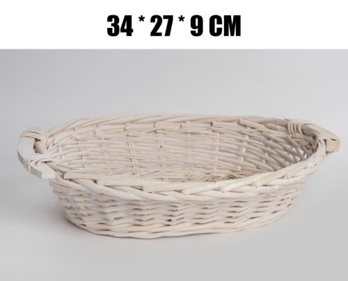 KOSÁR, FONOTT, OVÁLIS ALAKÚ, FOGANTYÚVAL, FEHÉR