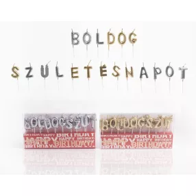 GYERTYA BOLDOG SZÜLETÉSNAPOT EZÜST/ARANY