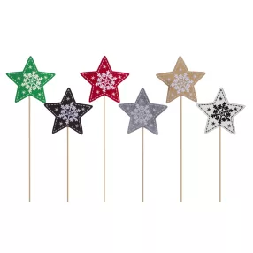 DEKOR FA CSILLAG PÁLCÁN HÓPEHELLYEL