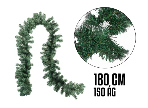 FENYŐGIRLAND, ZÖLD-HAVAS, 150 ÁGÚ (5,5 KEREKÍTETT LEVELŰ)